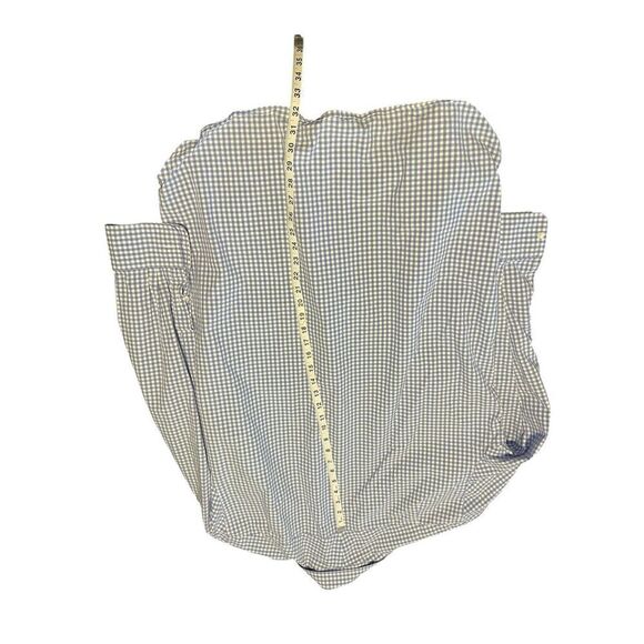 Thomas Pink Mens Blue White Gingham Check Classic Fit Dress Shirt Size 18-37 - Picture 11 of 12